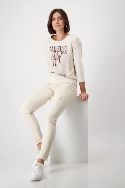 Monari Shirt mit Schmuckschrift Auslauf