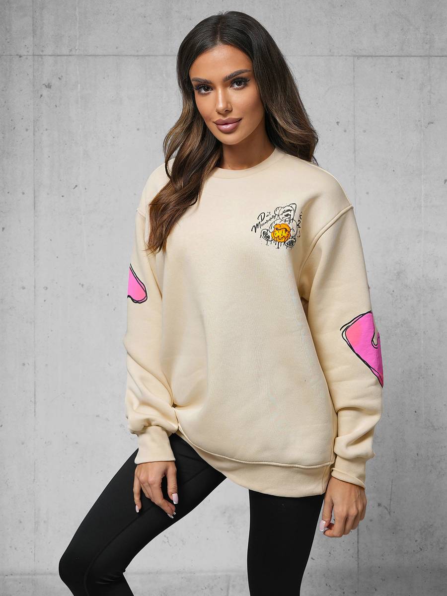 Ozonee Sweatshirts für Paare 17 Beige Begrenzt auf 3 Tage