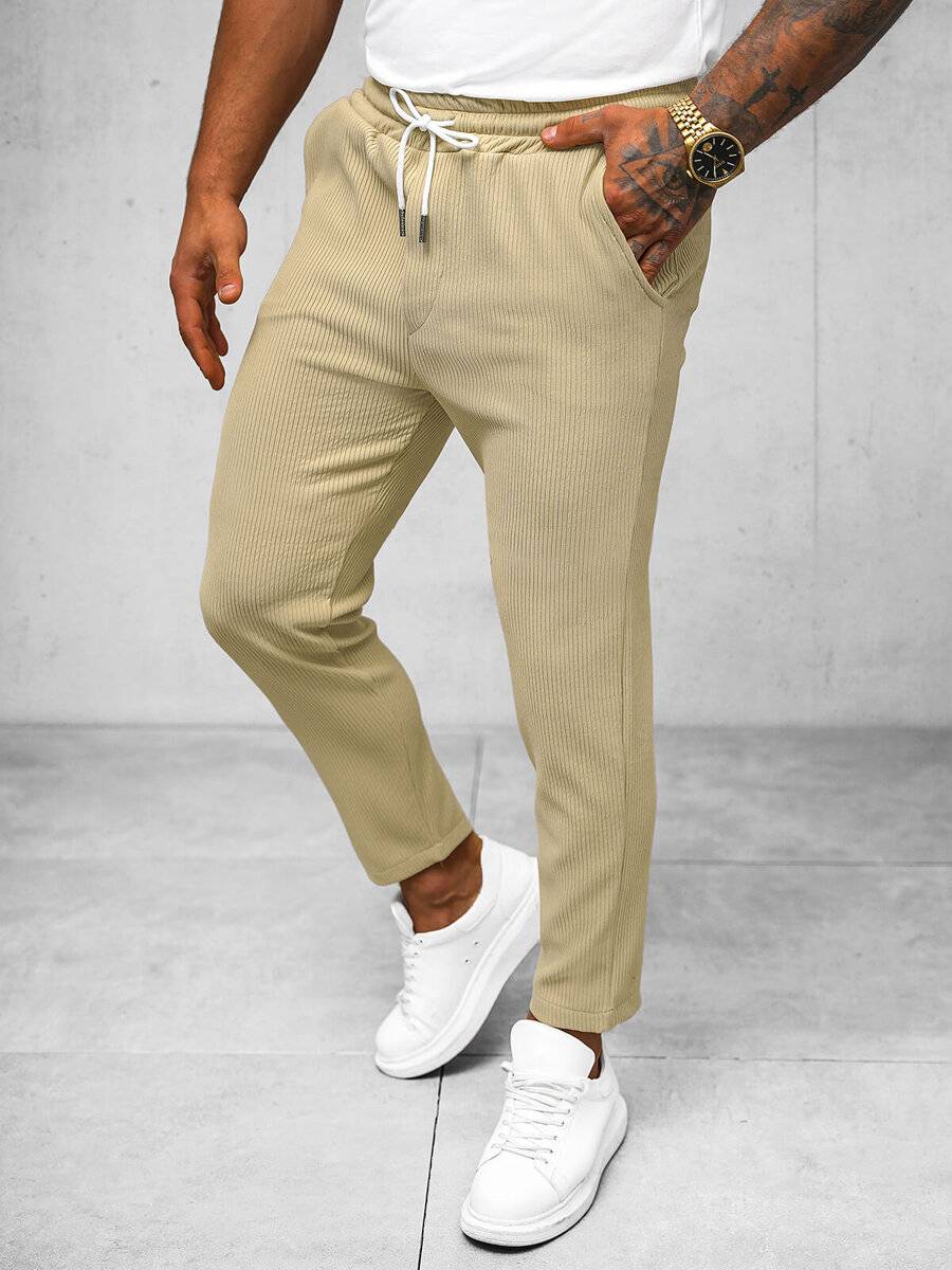 Ozonee Beige Herrenset – Hemd und Hose OZONEE O/Y963TSP Black Friday Preise