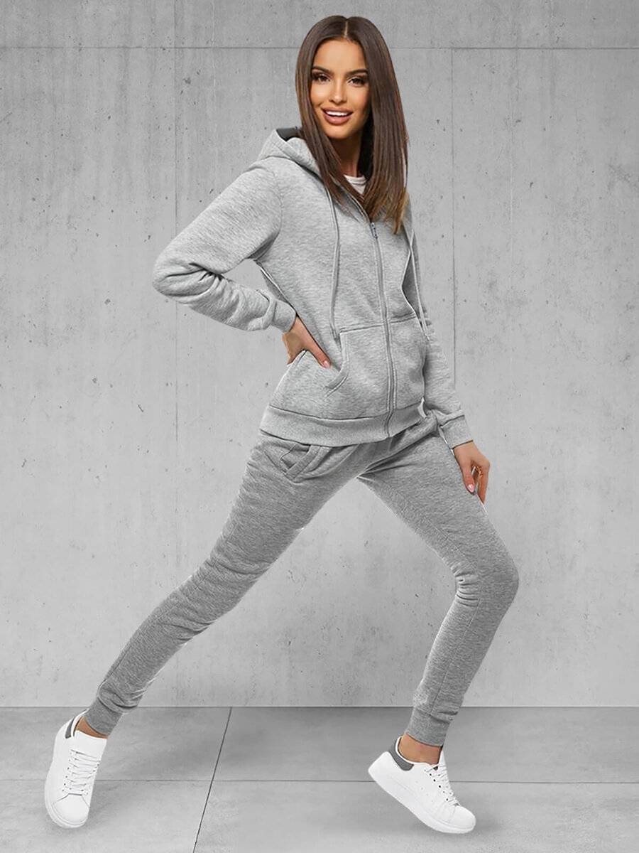 Ozonee Zweiteiliges Trainingsanzug-Set Grau OZONEE JS/CKW03 Lagerräumung
