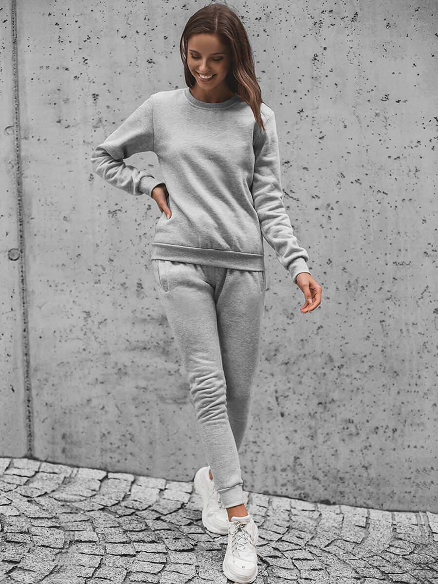 Ozonee Zweiteiliges Trainingsanzug-Set Grau OZONEE JS/CKW01 Neueste Mode
