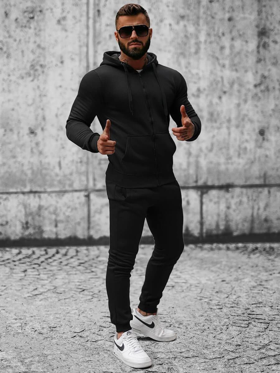Ozonee Herren Sportanzug Schwarz OZONEE JS/XW2008 Große Rabatte