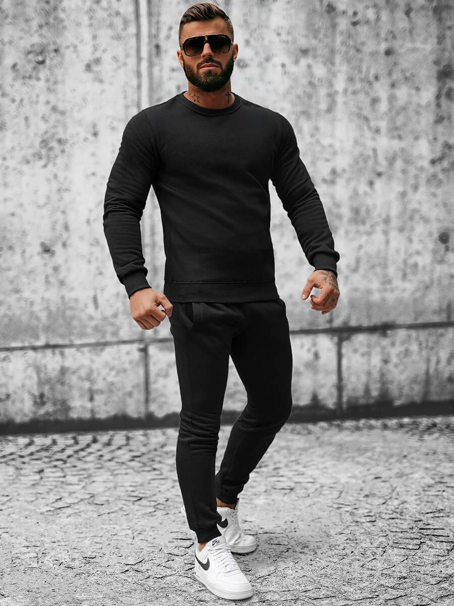 Ozonee Herren Sportanzug Schwarz OZONEE JS/XW2001 Saisonale Angebote