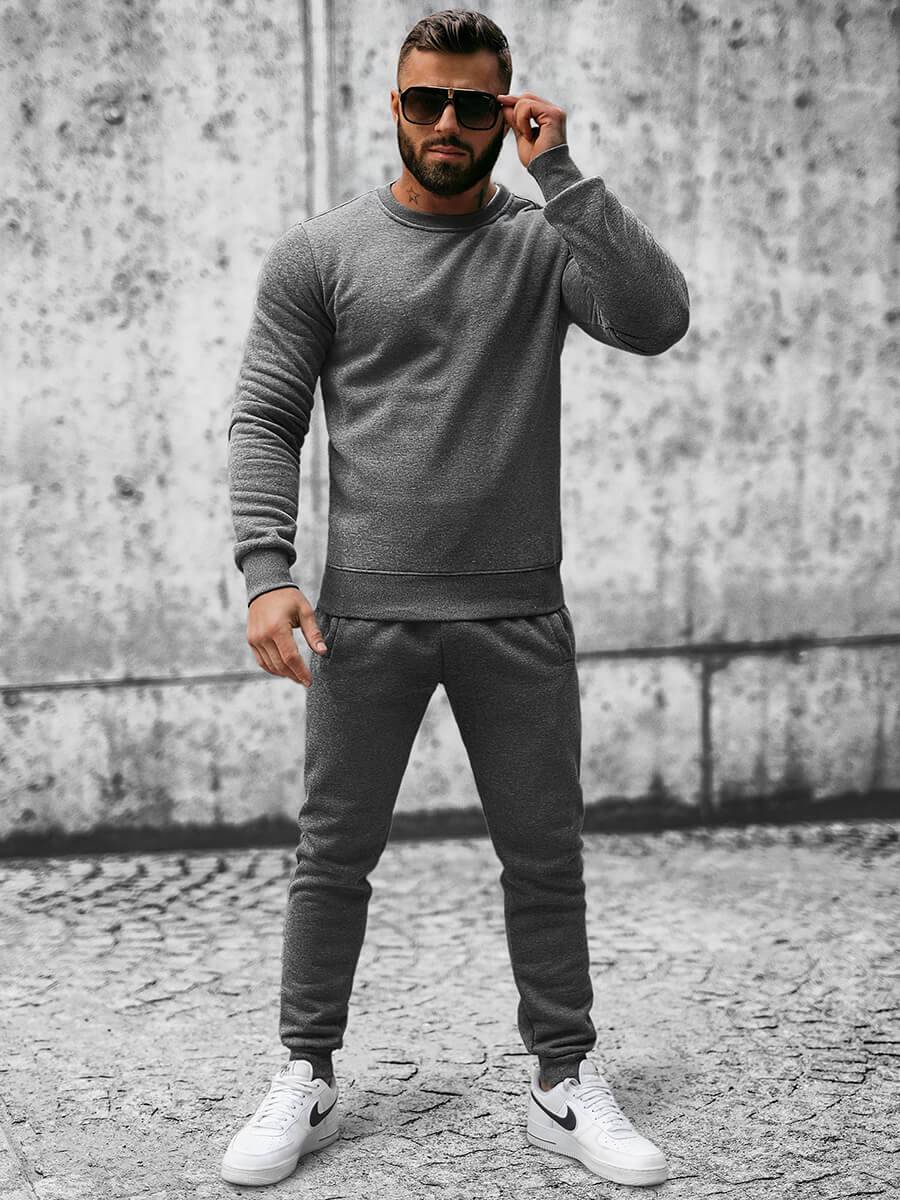 Ozonee Herren Sportanzug Anthrazit OZONEE JS/XW2001 Kauf eins, bekomm eins gratis