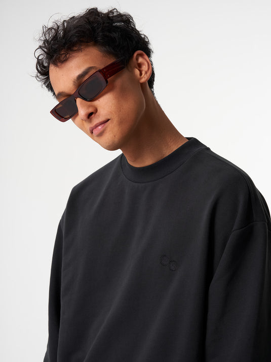 Pinqponq Sweatshirt - Circles Peat Black (Unisex) Kostenloser Versand