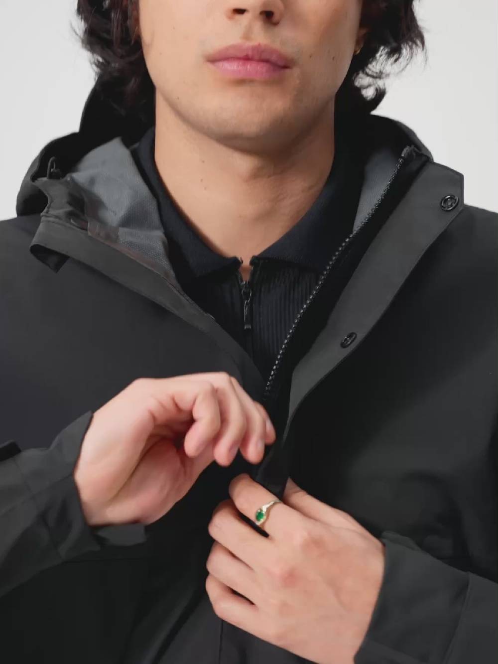 Pinqponq Aestech Rain Parka - Peat Black (Unisex) Sonderangebote