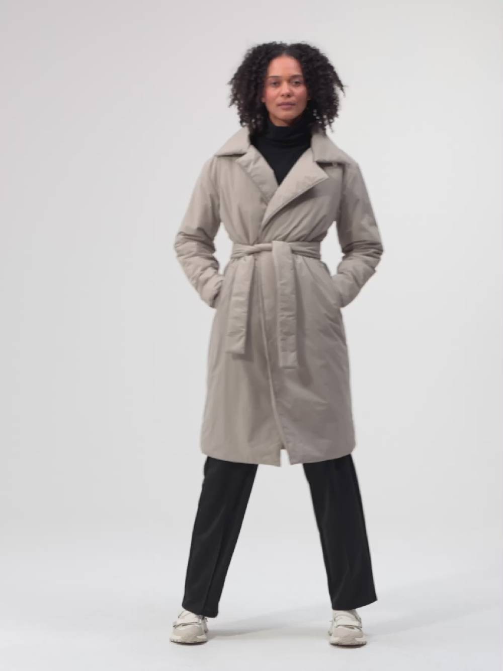 Pinqponq Padded Trench Coat - Cement Taupe (Unisex) Neueste Stile