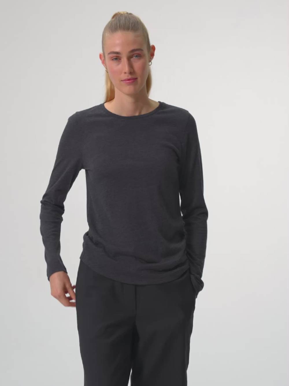 Pinqponq Longsleeve Merino - Dark Grey Melange (Female) Muttertagsangebot