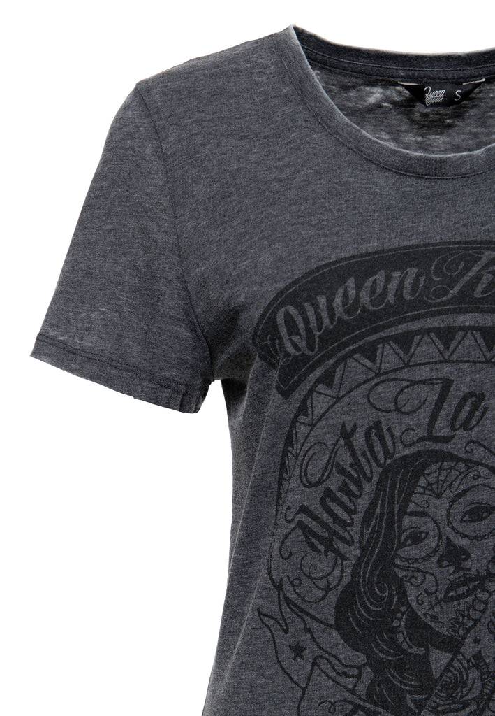Queen Kerosin Enzym Wash T-Shirt «Hasta La Muerte» VIP-Rabatte