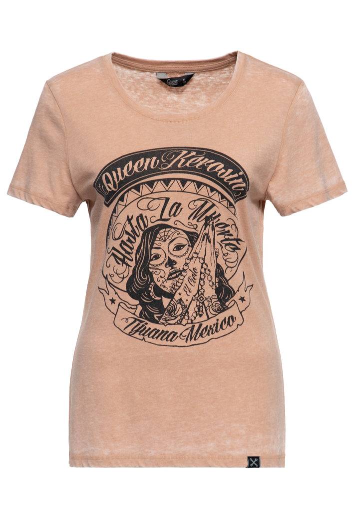 Queen Kerosin Enzym Wash T-Shirt «Hasta La Muerte» VIP-Rabatte
