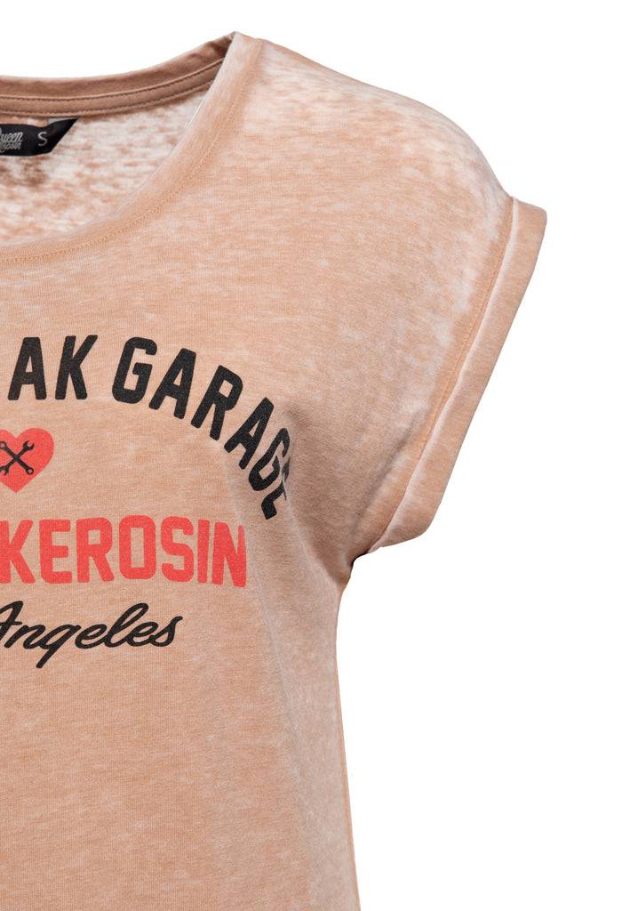 Queen Kerosin Enzym Wash T-Shirt «Heartbreak Garage» Tiefpreis