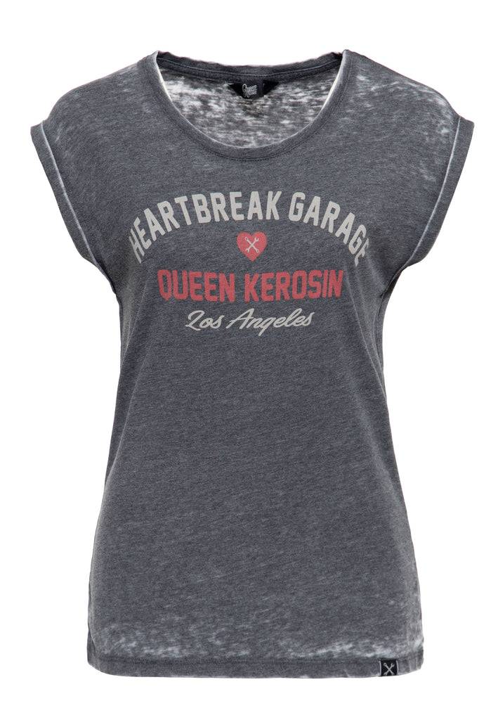 Queen Kerosin Enzym Wash T-Shirt «Heartbreak Garage» Tiefpreis