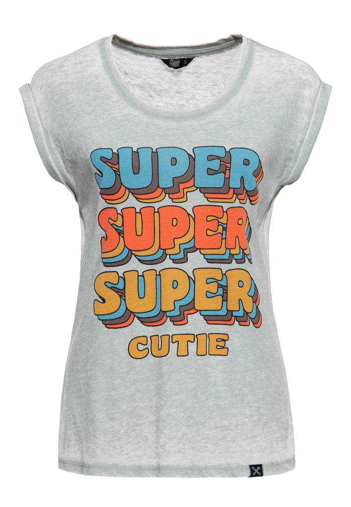 Queen Kerosin Enzym Wash T-Shirt «Super Cutie» Super Sparpreis