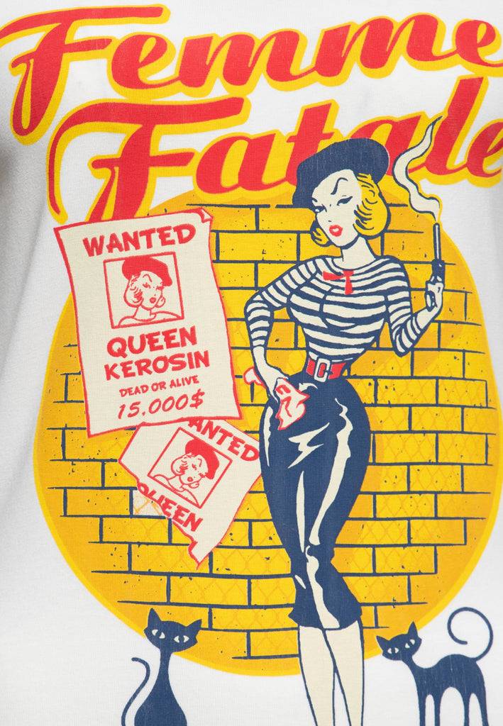 Queen Kerosin T-Shirt «Femme Fatale» Bis zu 50% Rabatt