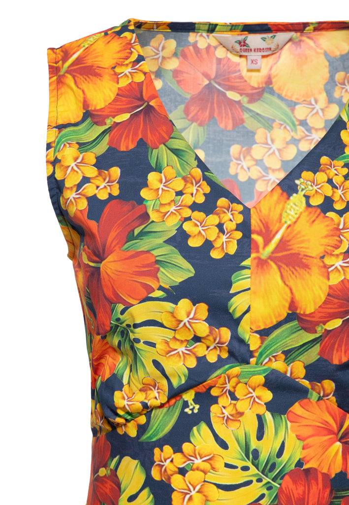 Queen Kerosin Swingkleid «Hibiskus» Sonderangebot der Fabrik