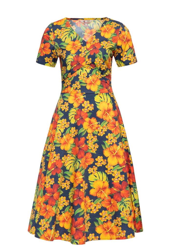 Queen Kerosin Swingkleid «Hibiskus» 50% Rabatt mit kostenlosem Versand