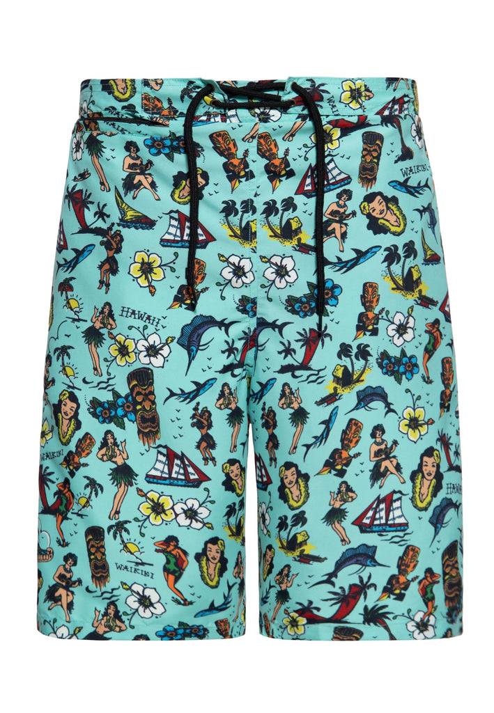 Queen Kerosin Badeshorts «Hawaii» Großer Ausverkauf