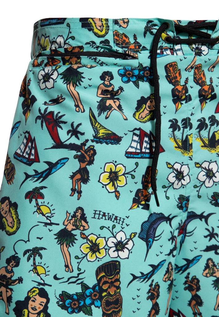 Queen Kerosin Badeshorts «Hawaii» Großer Ausverkauf
