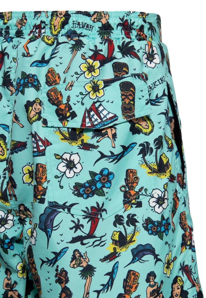 Queen Kerosin Badeshorts «Hawaii» Großer Ausverkauf