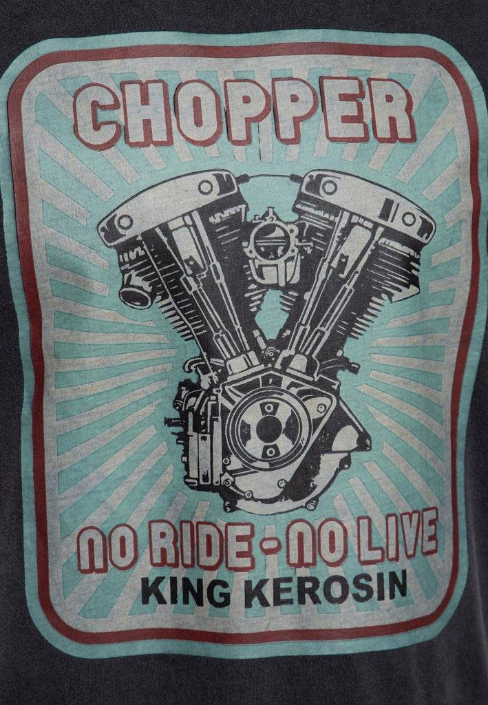 Queen Kerosin Acid-Washed T-Shirt «No Ride No Life» Online Shopping