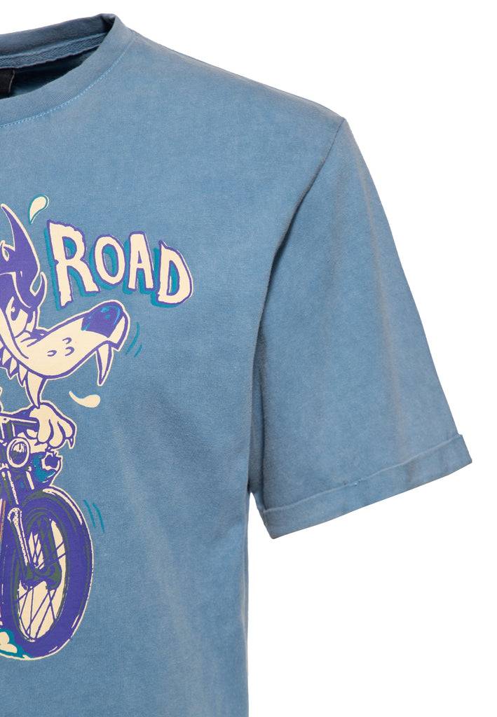 Queen Kerosin Acid-Washed T-Shirt «Split The Road» Exklusivangebot