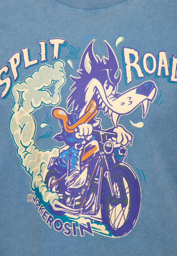 Queen Kerosin Acid-Washed T-Shirt «Split The Road» Exklusivangebot