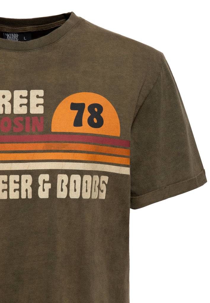 Queen Kerosin Acid-Washed T-Shirt «Grass, Beer & Boobs» Preisnachlass