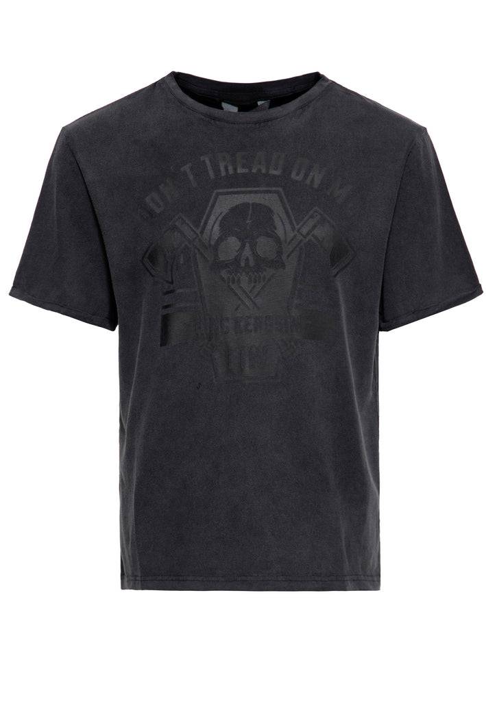 Queen Kerosin Acid-Washed T-Shirt «Don't Tread On Me» Black Friday