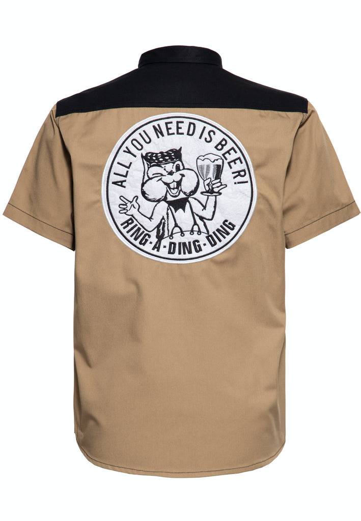Queen Kerosin Workwear Kurzarm Hemd «All You Need is Beer» Bis zu 60% Rabatt