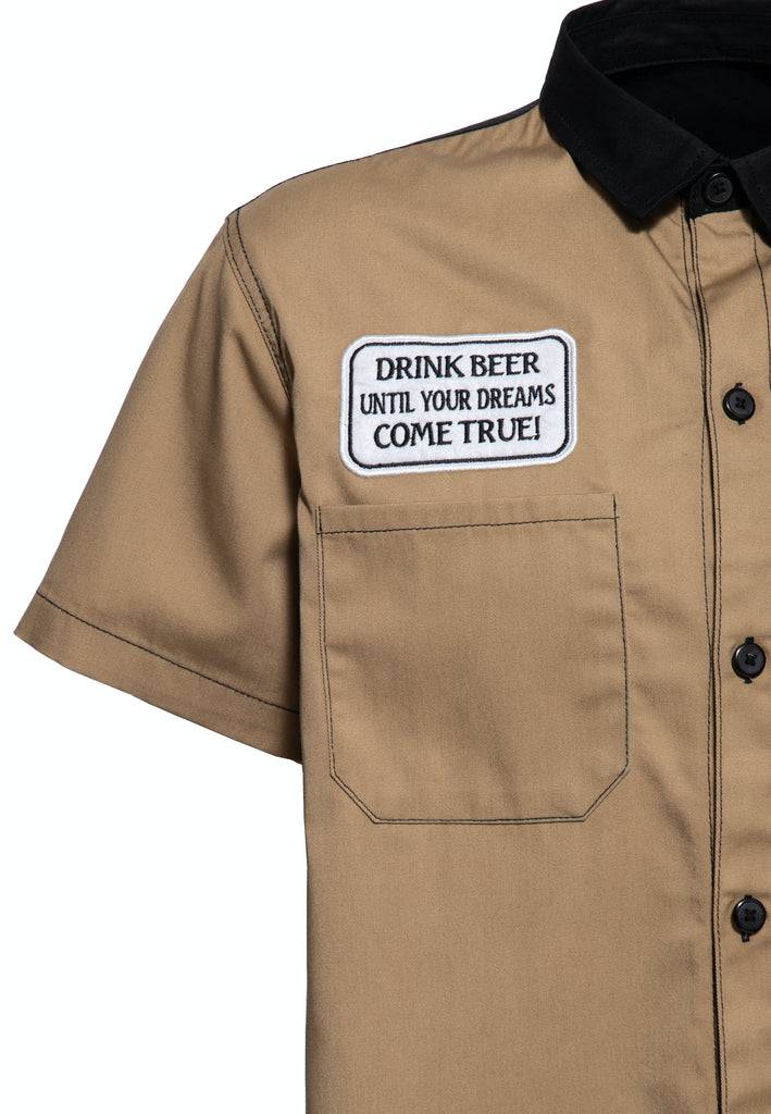 Queen Kerosin Workwear Kurzarm Hemd «All You Need is Beer» Bis zu 60% Rabatt