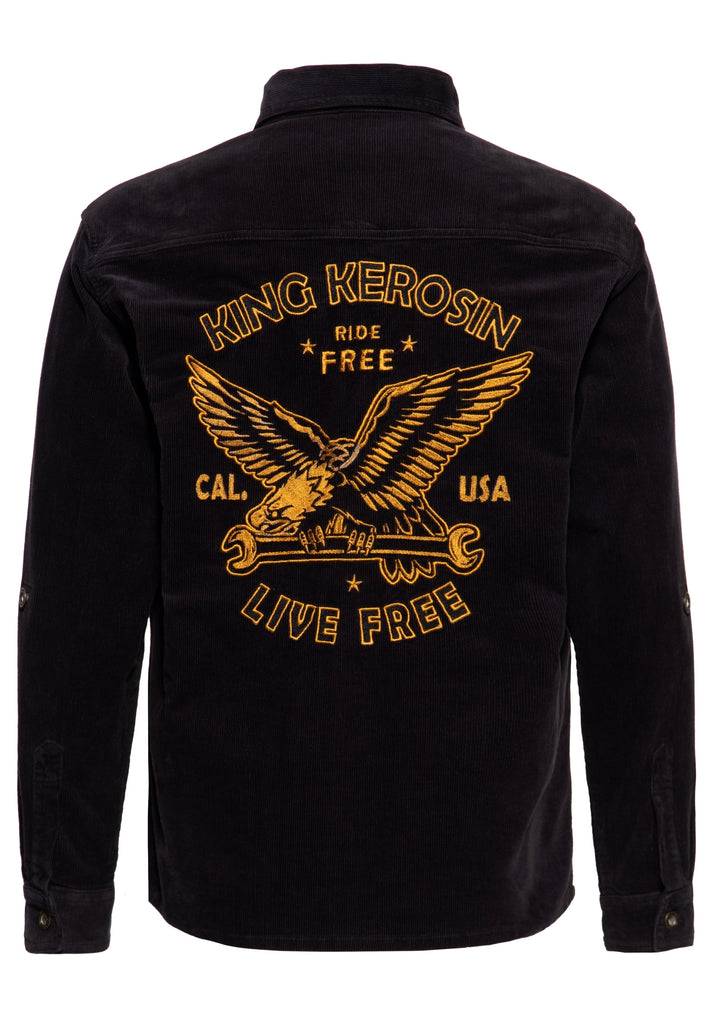 Queen Kerosin Workwear Hemd «Ride Free Live Free» Sonderangebot der Fabrik