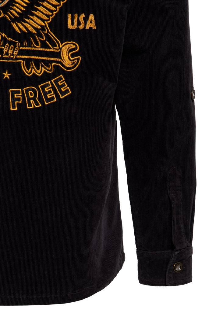 Queen Kerosin Workwear Hemd «Ride Free Live Free» Sonderangebot der Fabrik