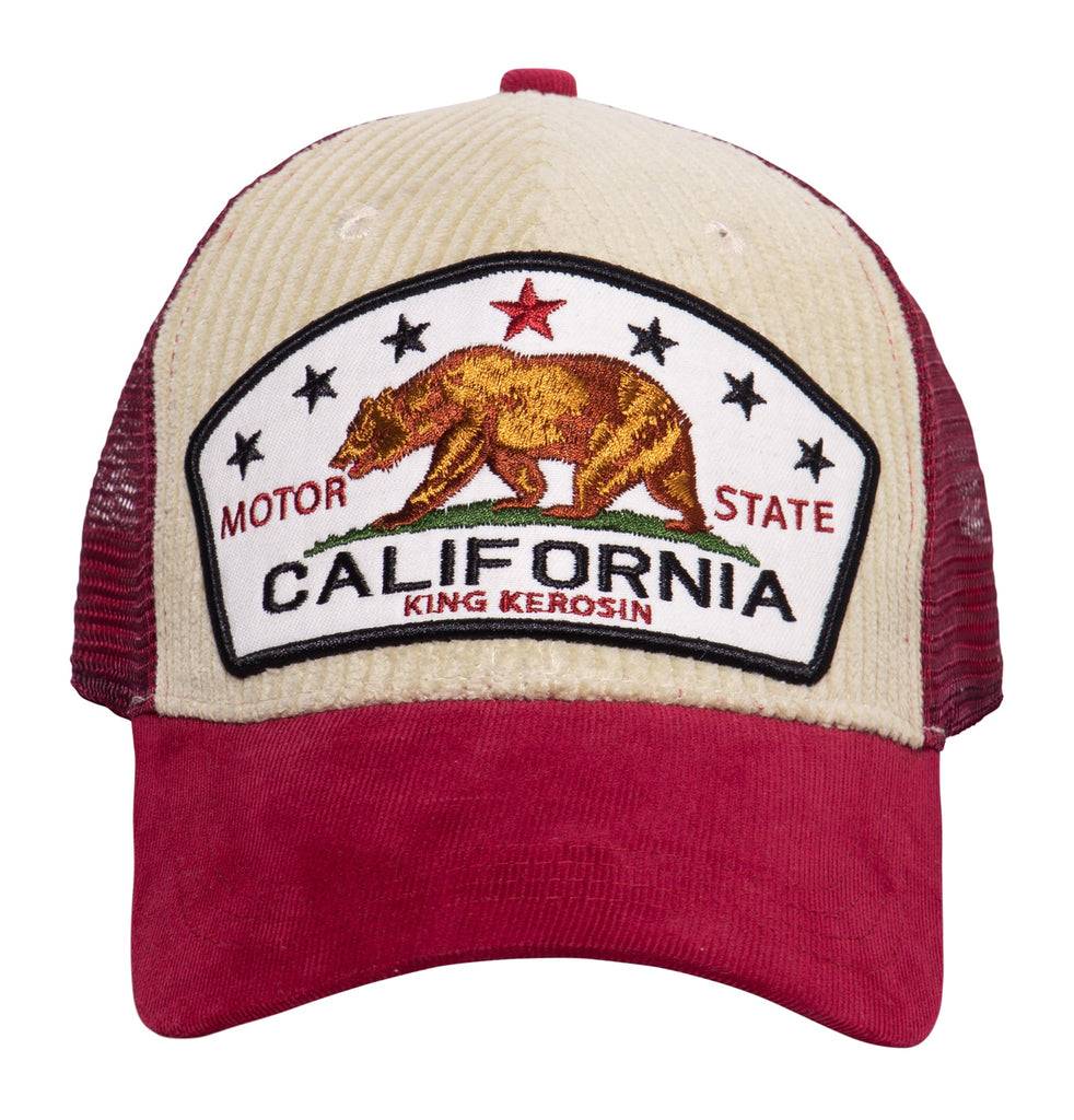 Queen Kerosin Trucker Cap mit Cord «California Bear» Nur noch ein Tag übrig