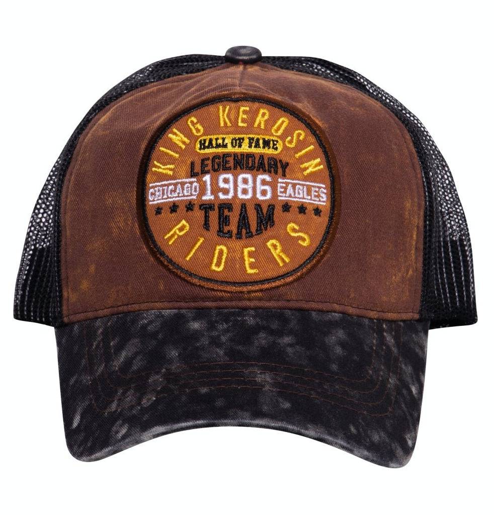 Queen Kerosin Trucker Cap mit Enzymwash und Stickerei «Legendary Team» Kostenloser Versand international