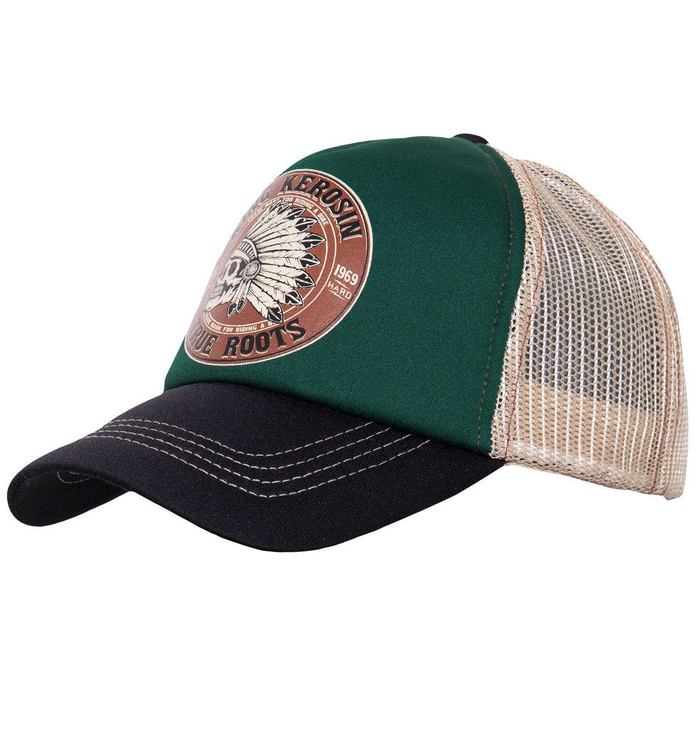 Queen Kerosin Trucker Cap mit Mesheinsatz und Print «True Roots» Begrenzt auf 3 Tage