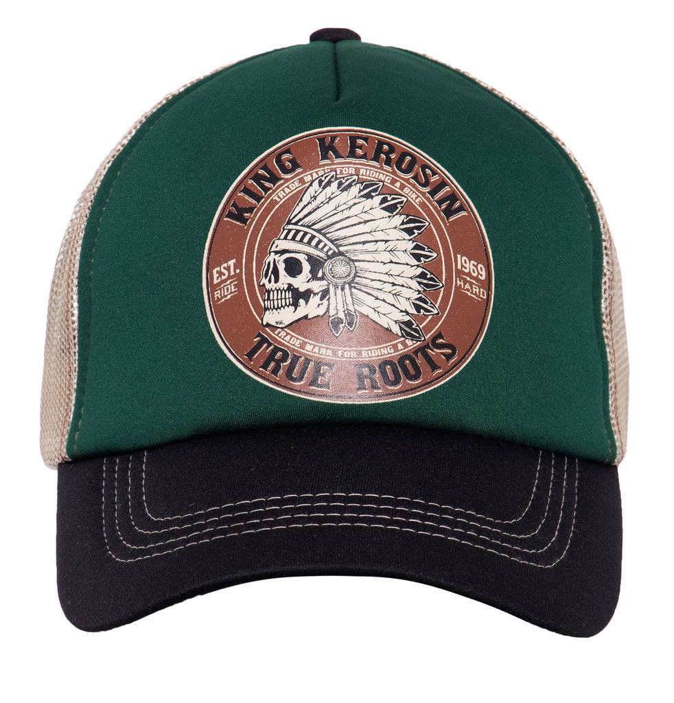 Queen Kerosin Trucker Cap mit Mesheinsatz und Print «True Roots» Begrenzt auf 3 Tage