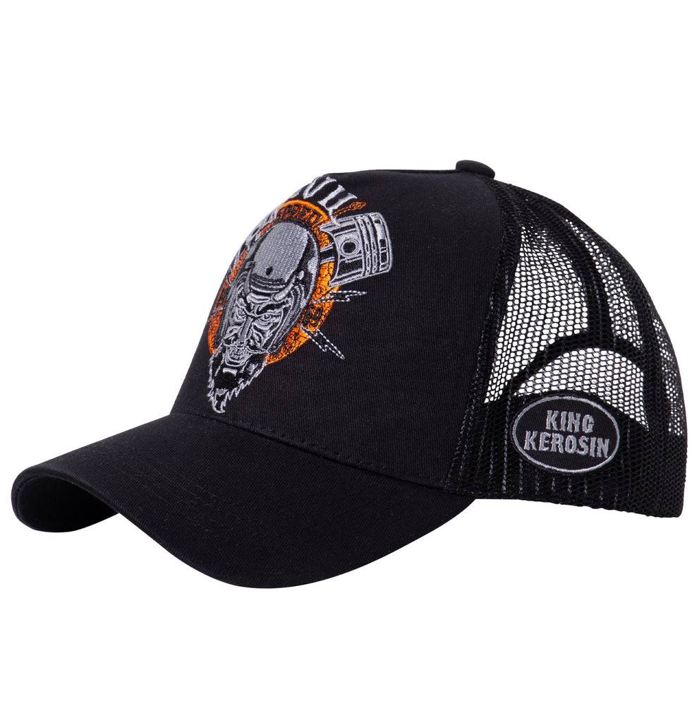 Queen Kerosin Trucker Cap mit rebellischer Front-Stickerei «Devil Speed» Verkauf
