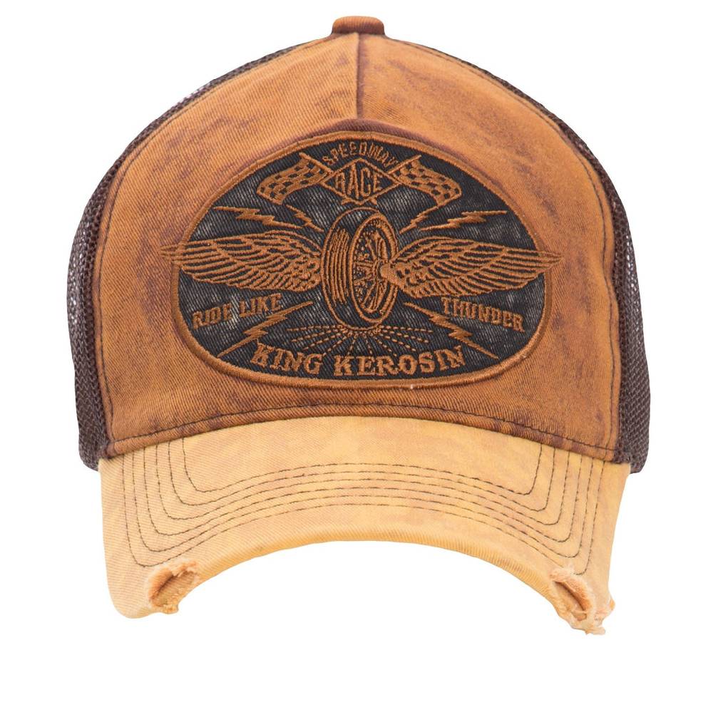 Queen Kerosin Trucker Trucker Cap im Vintage Jeans Look «Ride like Thunder» Meist gekauft