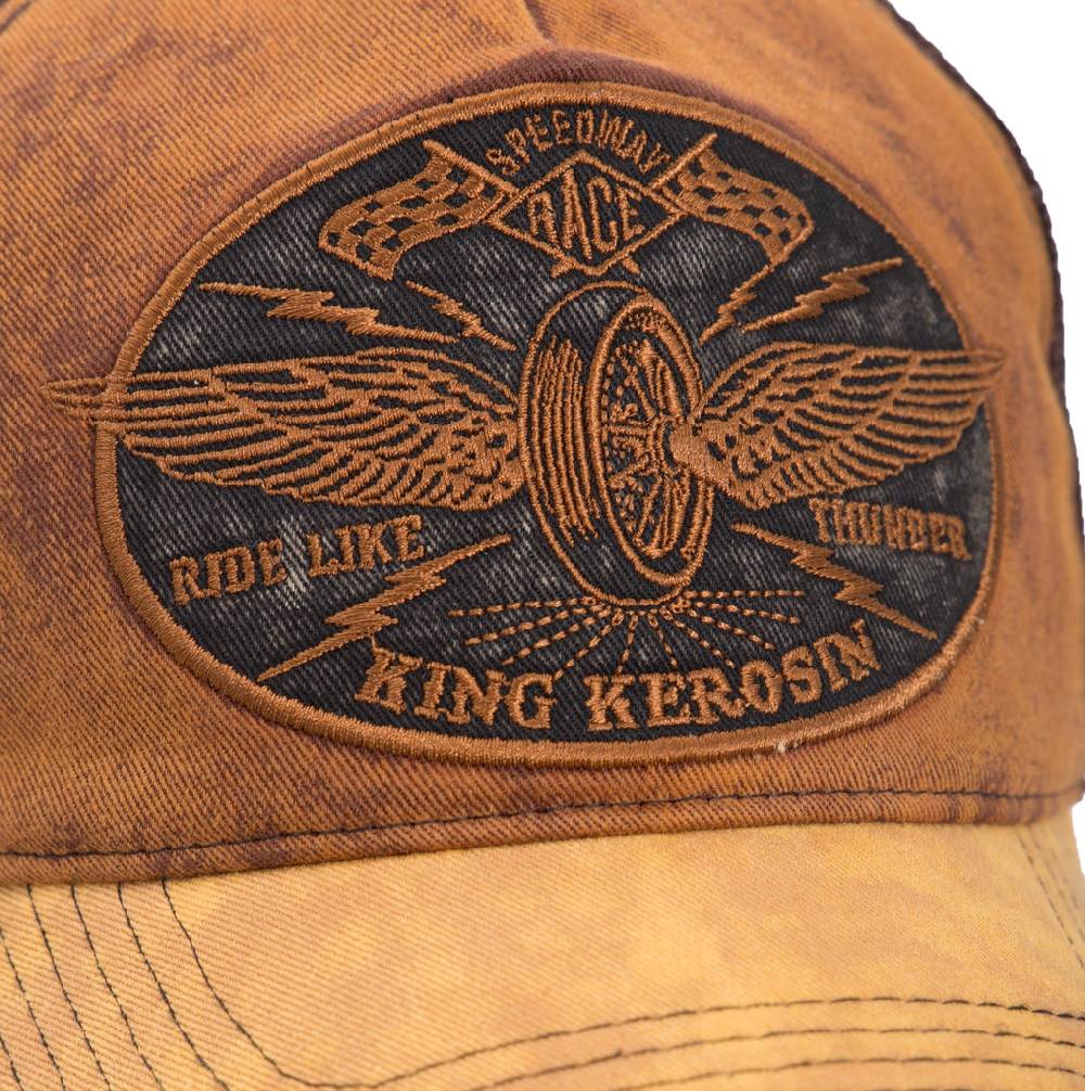 Queen Kerosin Trucker Trucker Cap im Vintage Jeans Look «Ride like Thunder» Meist gekauft