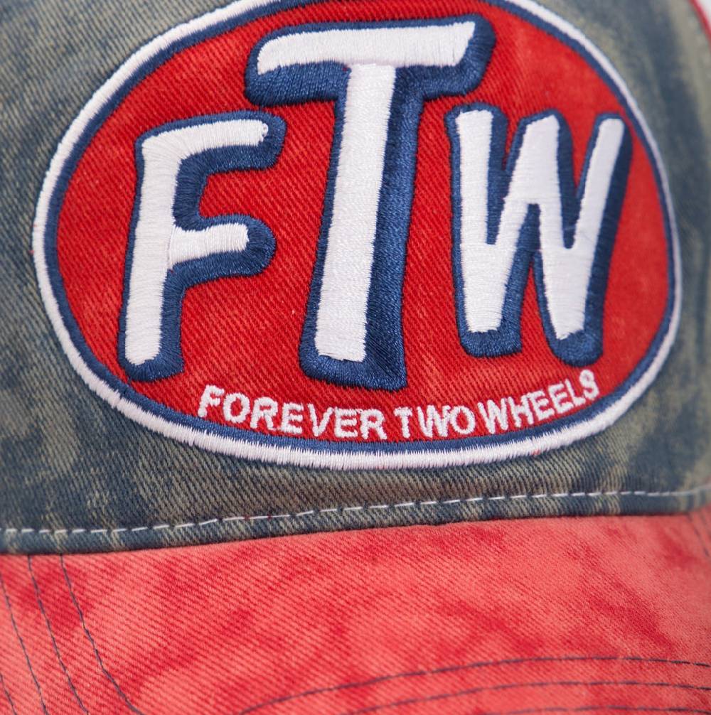 Queen Kerosin Trucker Cap mit Denim Einsatz im Used Look «FTW» Kostenloser Versand