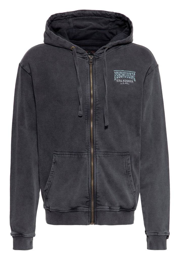 Queen Kerosin Acid washed Zip Hoodie «Psychedelic Custom Chopper» Sonderangebote