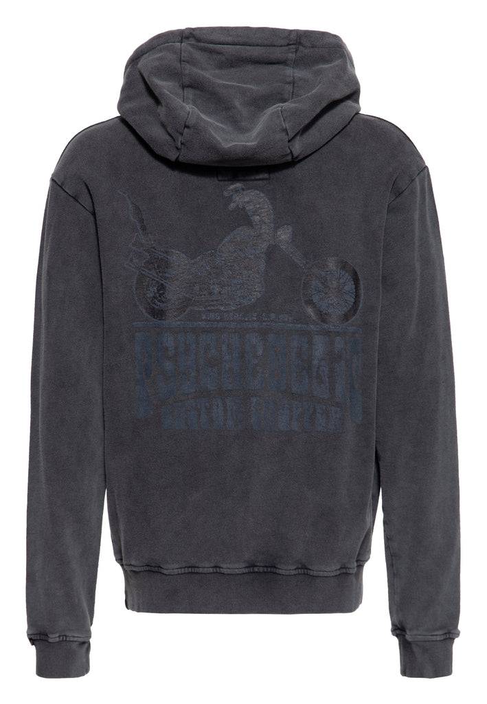 Queen Kerosin Acid washed Zip Hoodie «Psychedelic Custom Chopper» Sonderangebote