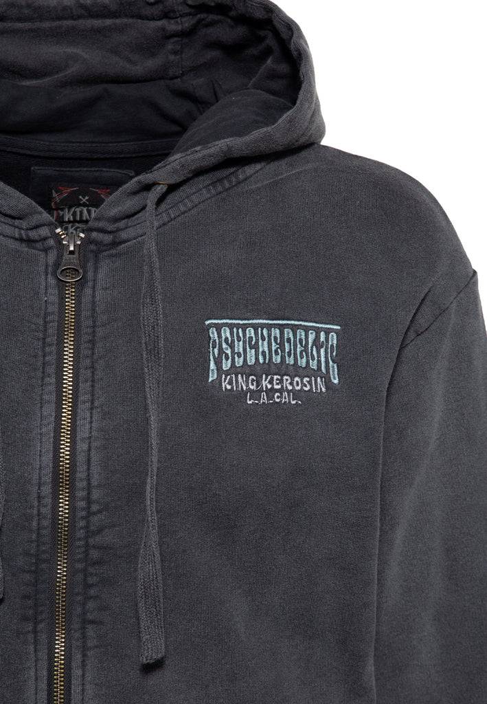 Queen Kerosin Acid washed Zip Hoodie «Psychedelic Custom Chopper» Sonderangebote
