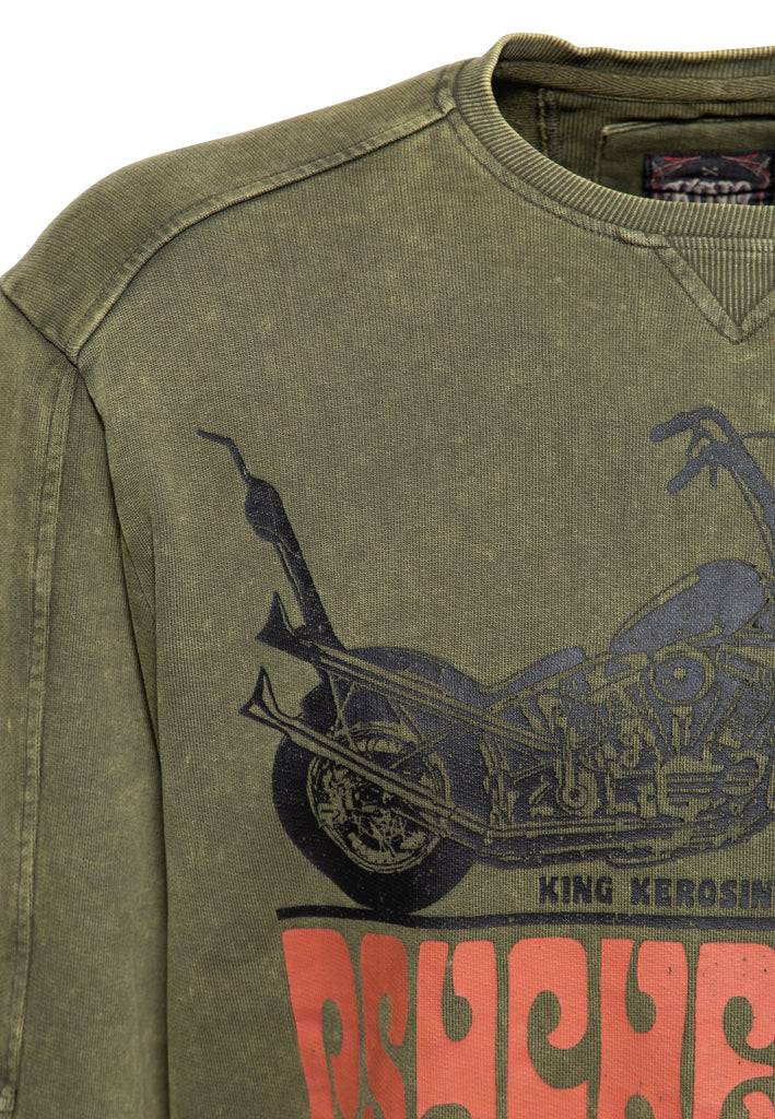 Queen Kerosin Pullover acid washed «Psychedelic Custom Chopper» Letzte 2 Tage