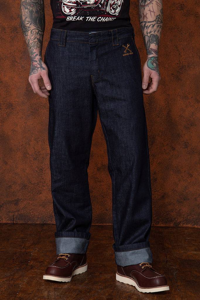 Queen Kerosin Straight Fit Jeans im Workwear-Style «Garage Wear» Kostenloser Versand international