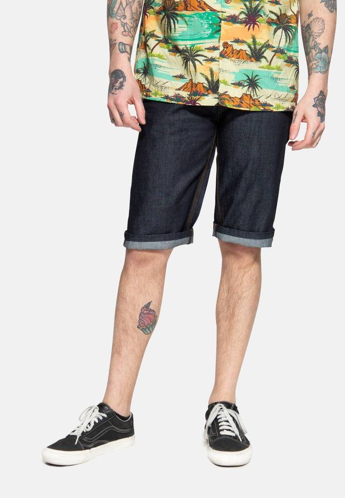 Queen Kerosin Denim Shorts mit Pintstripe Stitching «50s Workwear» Rabatte dieses Monats