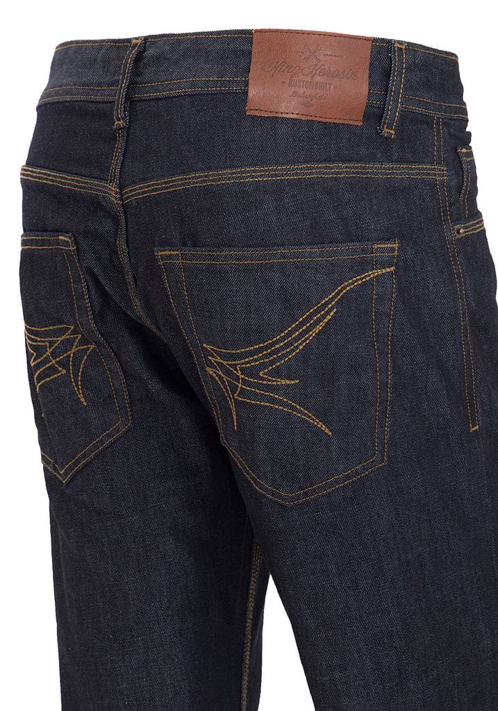 Queen Kerosin Regular Fit Jeans in dark blue mit Logo-Patch «Robin» Verkauf