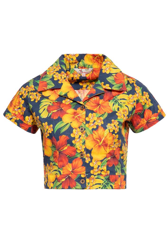 Queen Kerosin Hawaiibluse «Hibiskus» Günstiger Verkauf