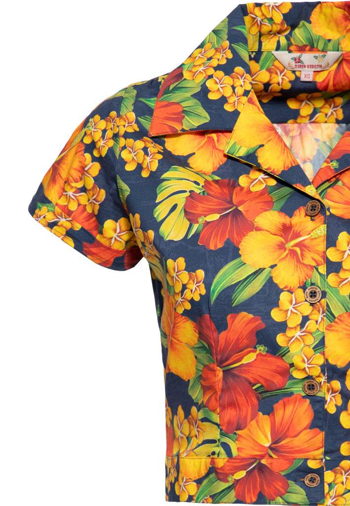 Queen Kerosin Hawaiibluse «Hibiskus» Günstiger Verkauf