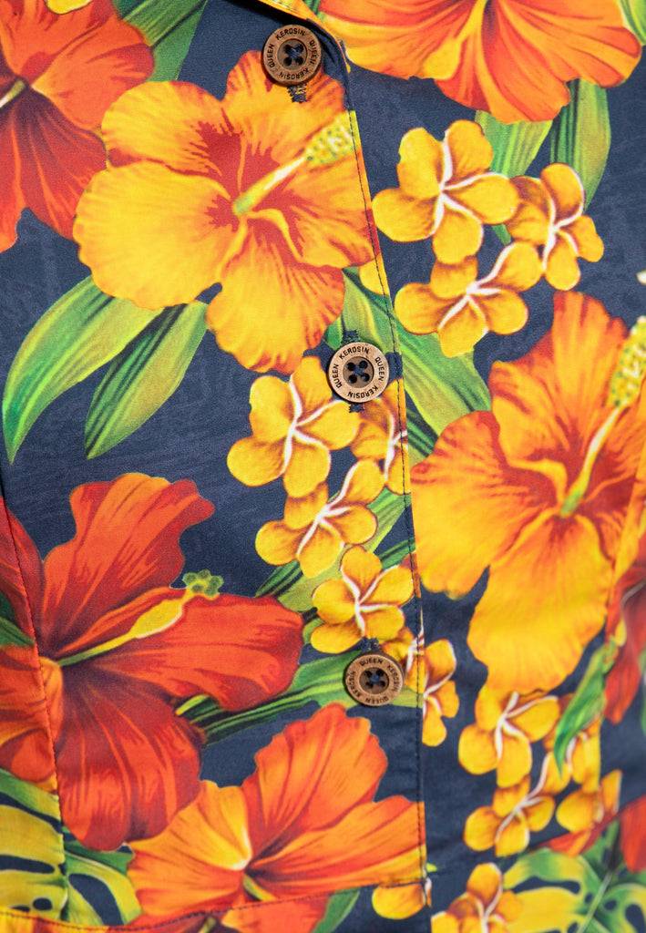 Queen Kerosin Hawaiibluse «Hibiskus» Günstiger Verkauf